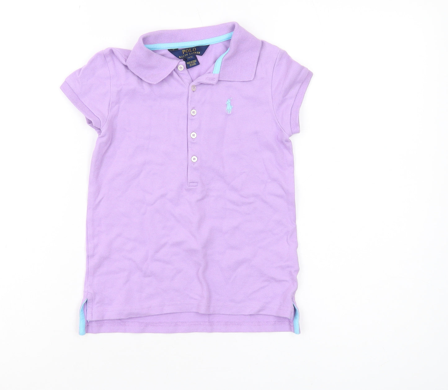 Polo Ralph Lauren Girls Purple Polo Shirt, Size 7, Short Sleeve