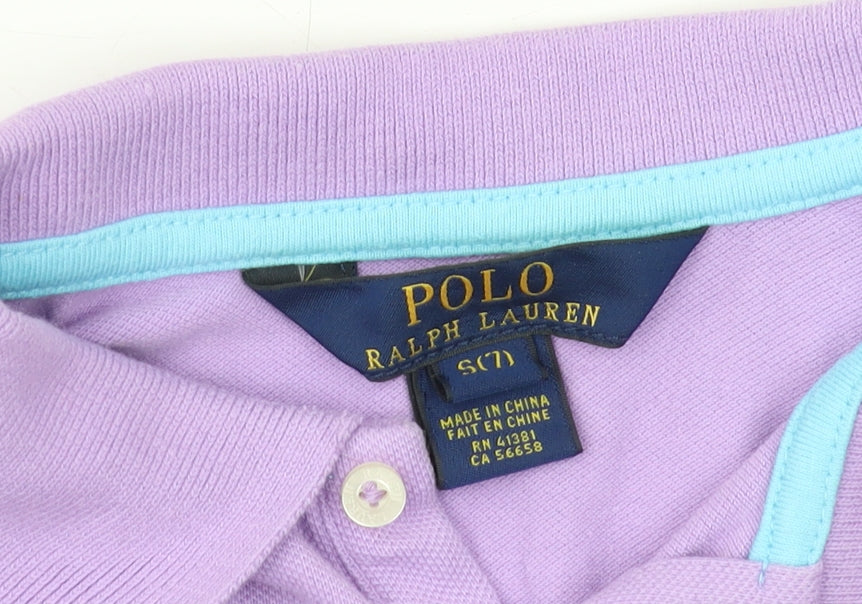 Polo Ralph Lauren Girls Purple Polo Shirt, Size 7, Short Sleeve