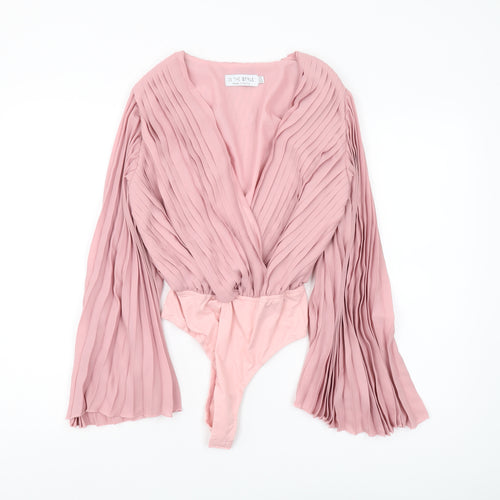 In The Style Women's Pink Pleated Bodysuit