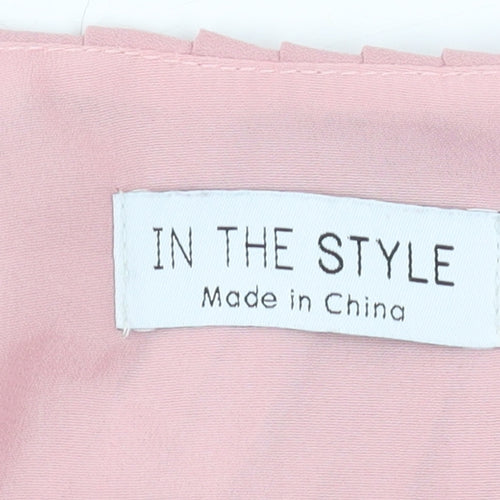 In The Style Women's Pink Pleated Bodysuit