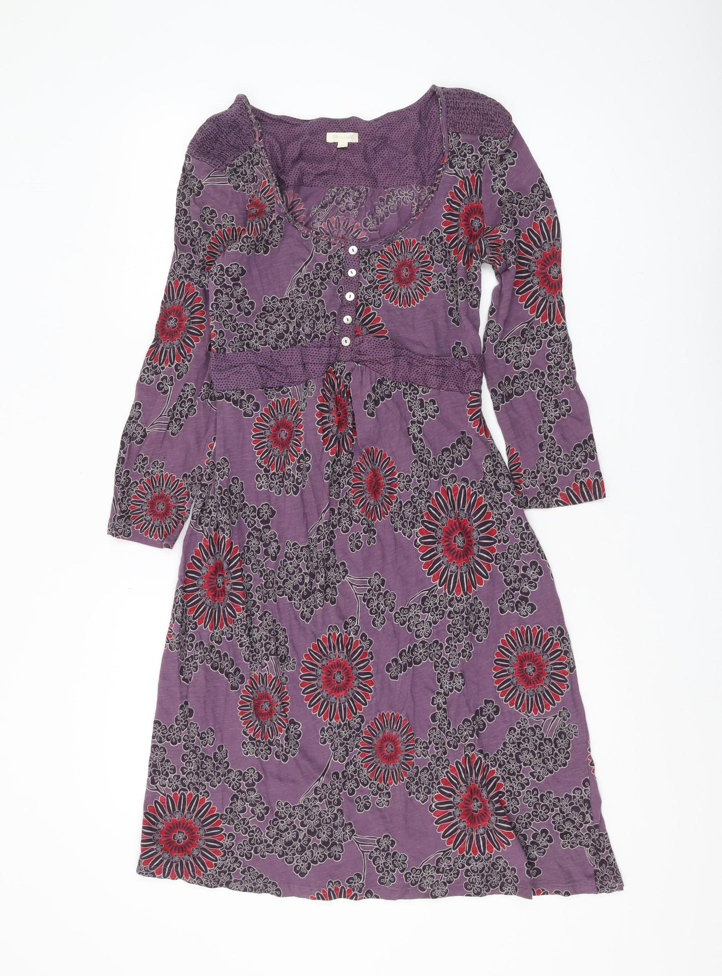 White Stuff Women's Purple Floral A-Line Dress Size 14