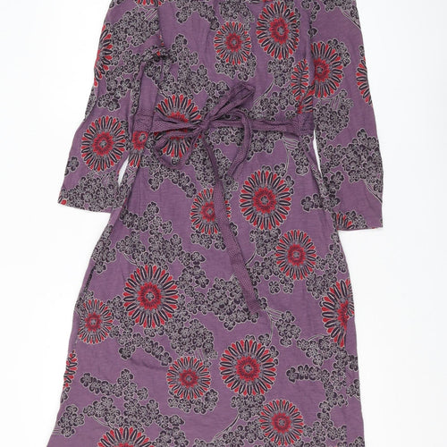White Stuff Women's Purple Floral A-Line Dress Size 14