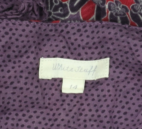 White Stuff Women's Purple Floral A-Line Dress Size 14