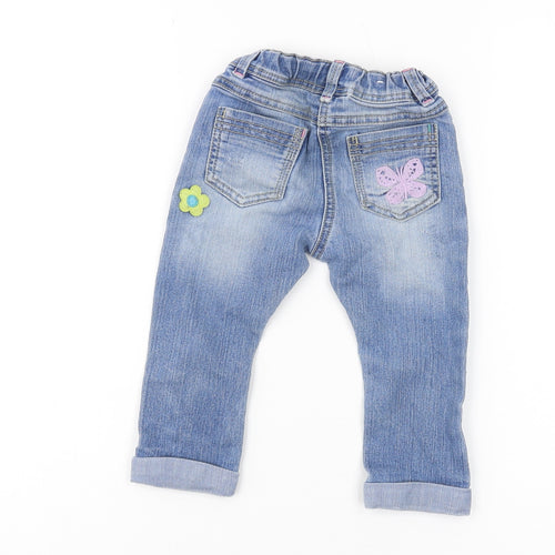 Next Girls Blue Denim Jeans, 12-18 Months, Fun Animal Patches