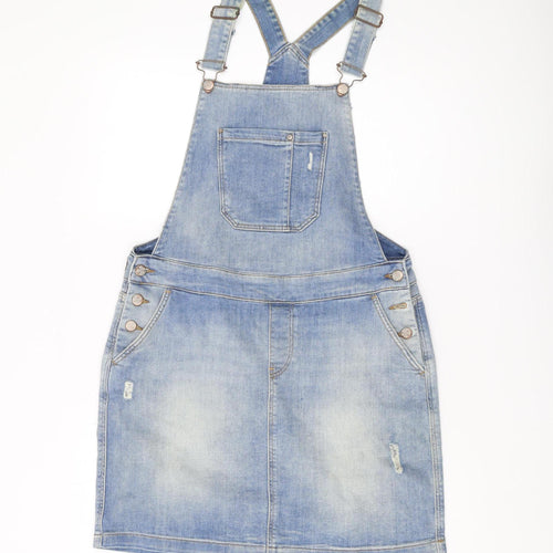 Marks and Spencer Women's Blue Denim Pinafore Dress Size 12
