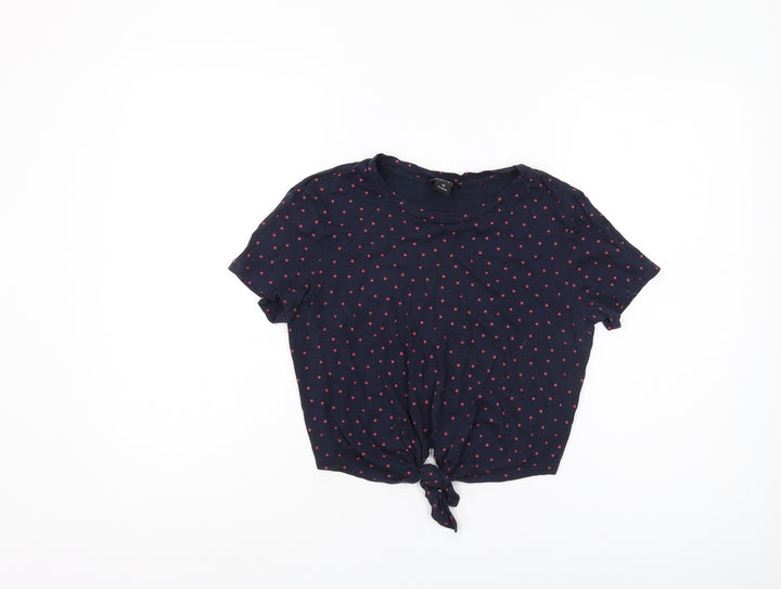 Monki Women's Blue Polka Dot T-Shirt XS