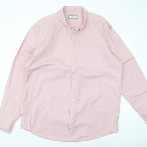 River Island Pink Long Sleeve Men's 2XL Casual Shirt