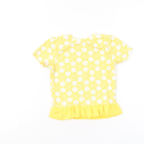 Disney Frozen Girls Yellow Rash Guard 5-6 Years Floral