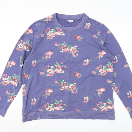 Damart Women's Purple Floral Pullover Sweatshirt Size 12