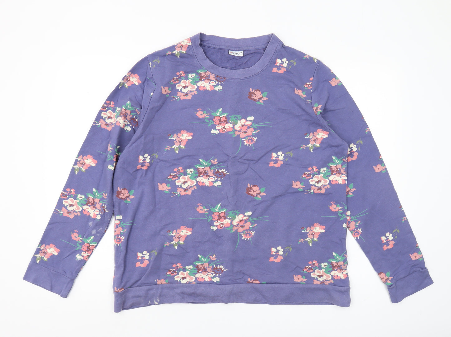 Damart Women's Purple Floral Pullover Sweatshirt Size 12