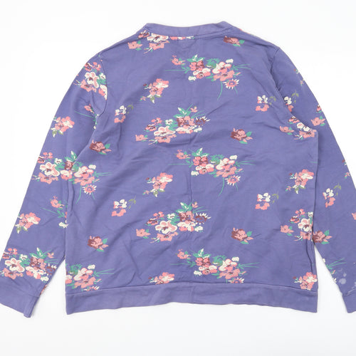 Damart Women's Purple Floral Pullover Sweatshirt Size 12