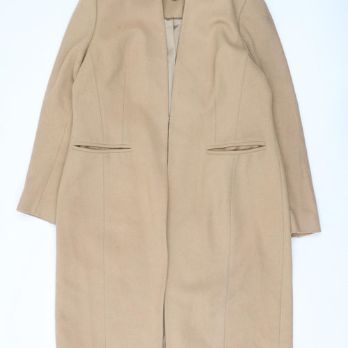 Marks & Spencer Women's Beige Wool Overcoat Size 14