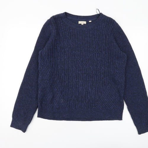 Fat Face Women's Blue Cable-Knit Pullover Jumper Size 14