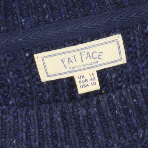 Fat Face Women's Blue Cable-Knit Pullover Jumper Size 14