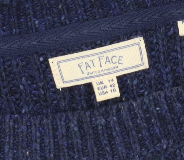 Fat Face Women's Blue Cable-Knit Pullover Jumper Size 14