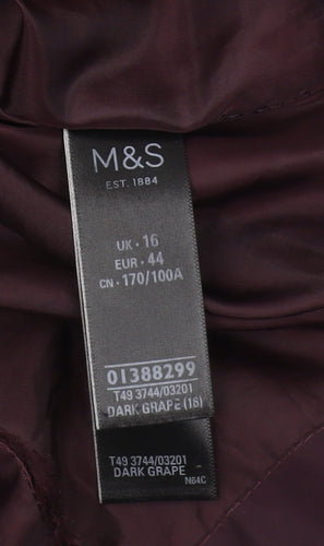 Marks and Spencer Women's Purple Puffer Coat Size 16