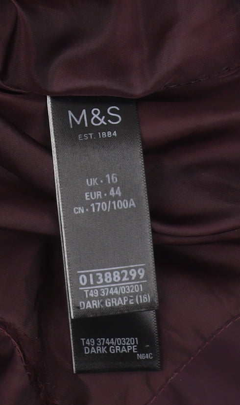 Marks and Spencer Women's Purple Puffer Coat Size 16