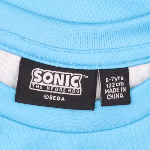 Sonic Boys Blue T-Shirt 6-7 Years Graphic Print Casual