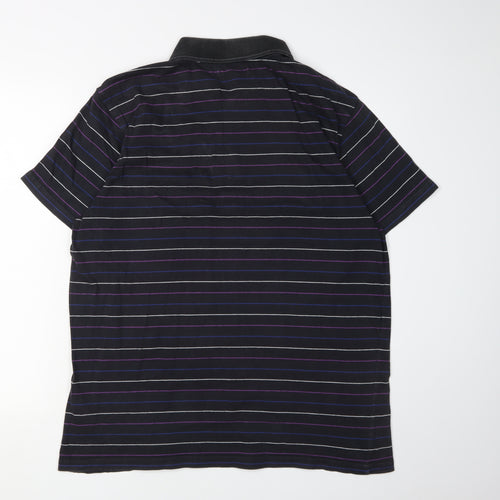 Thomas Nash Men's Black Striped Polo, Size L