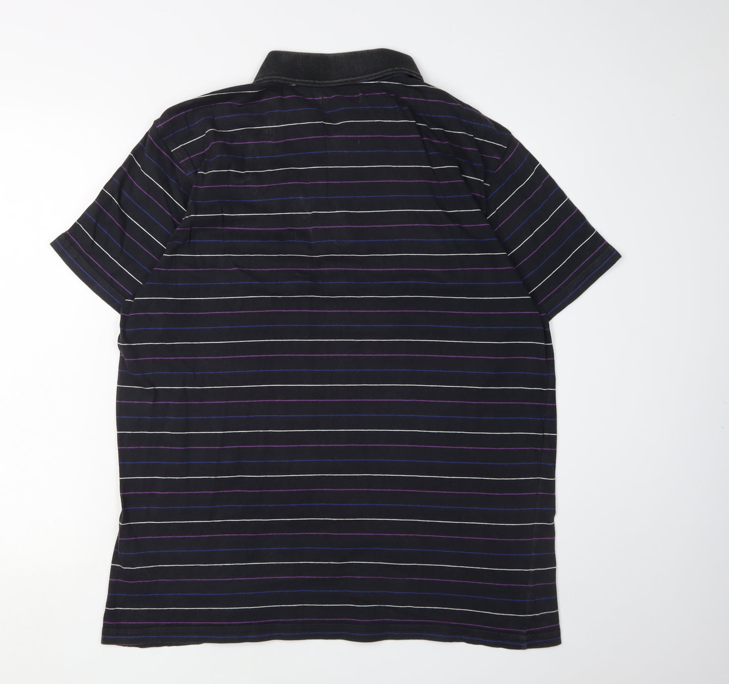 Thomas Nash Men's Black Striped Polo, Size L