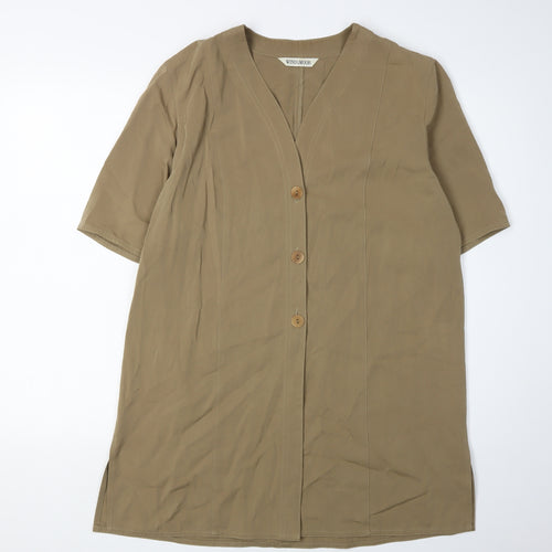 Windsmoor Women's Brown Button-Up Short Sleeve Top Size 12