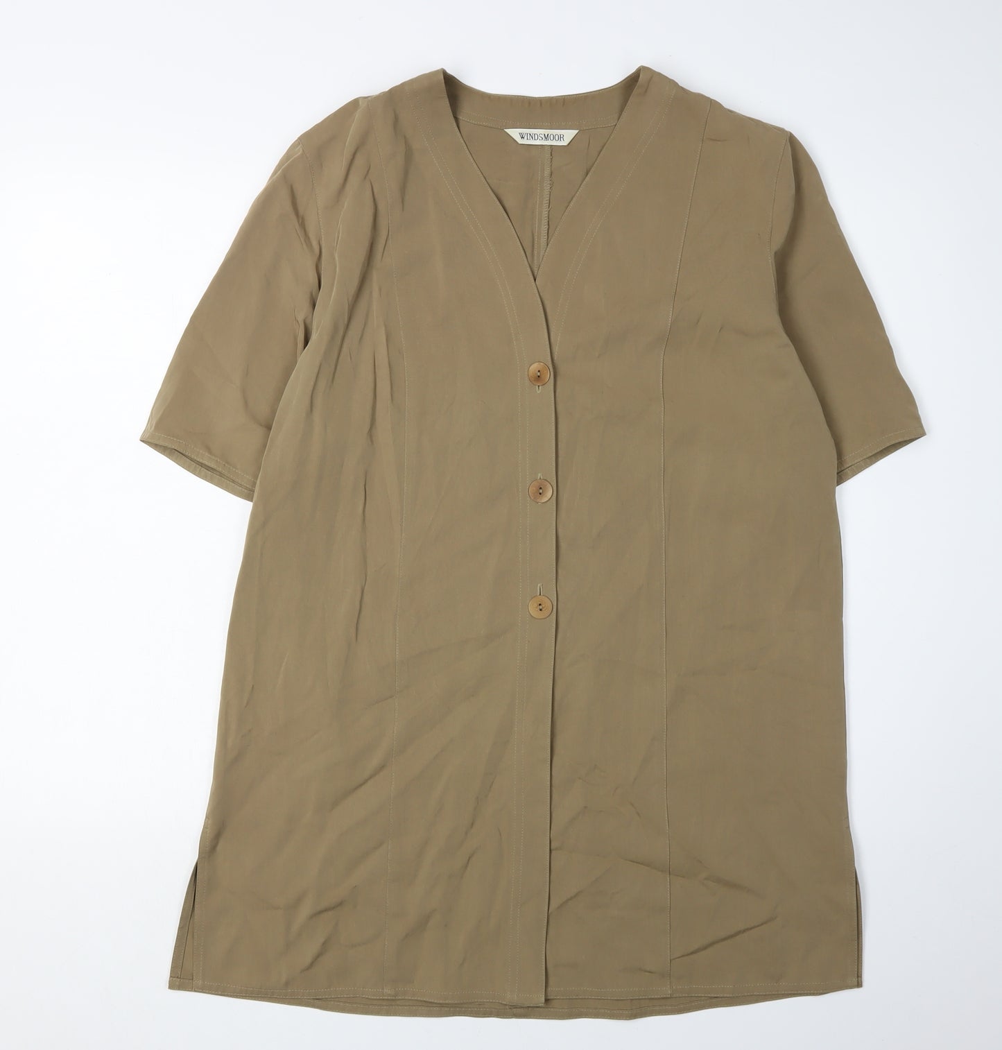 Windsmoor Women's Brown Button-Up Short Sleeve Top Size 12