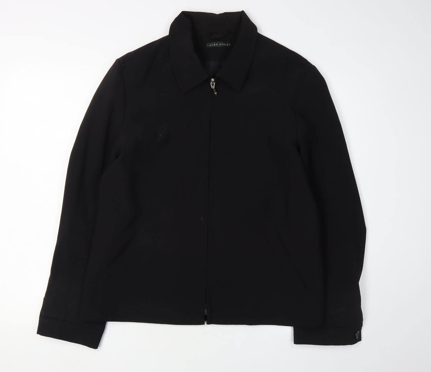 Laura Ashley Women's Black Blazer Size 16 Zip-Front Regular Fit