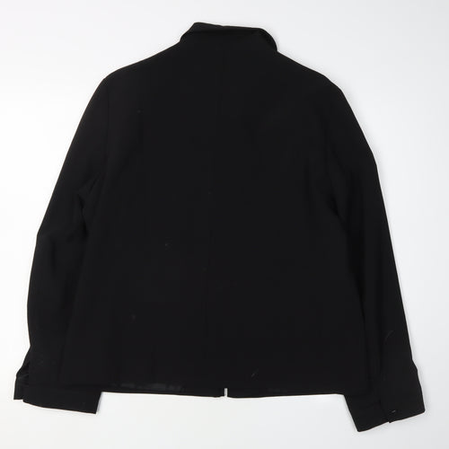 Laura Ashley Women's Black Blazer Size 16 Zip-Front Regular Fit