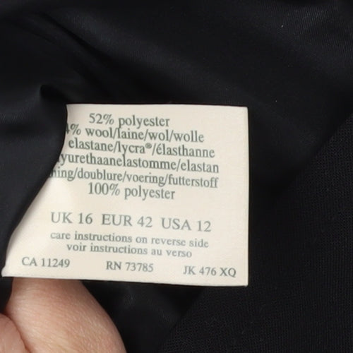Laura Ashley Women's Black Blazer Size 16 Zip-Front Regular Fit