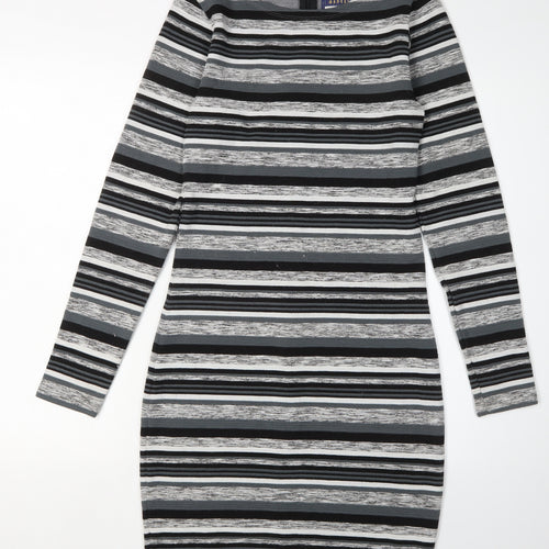 Superdry Women's Grey Striped Bodycon Dress XS