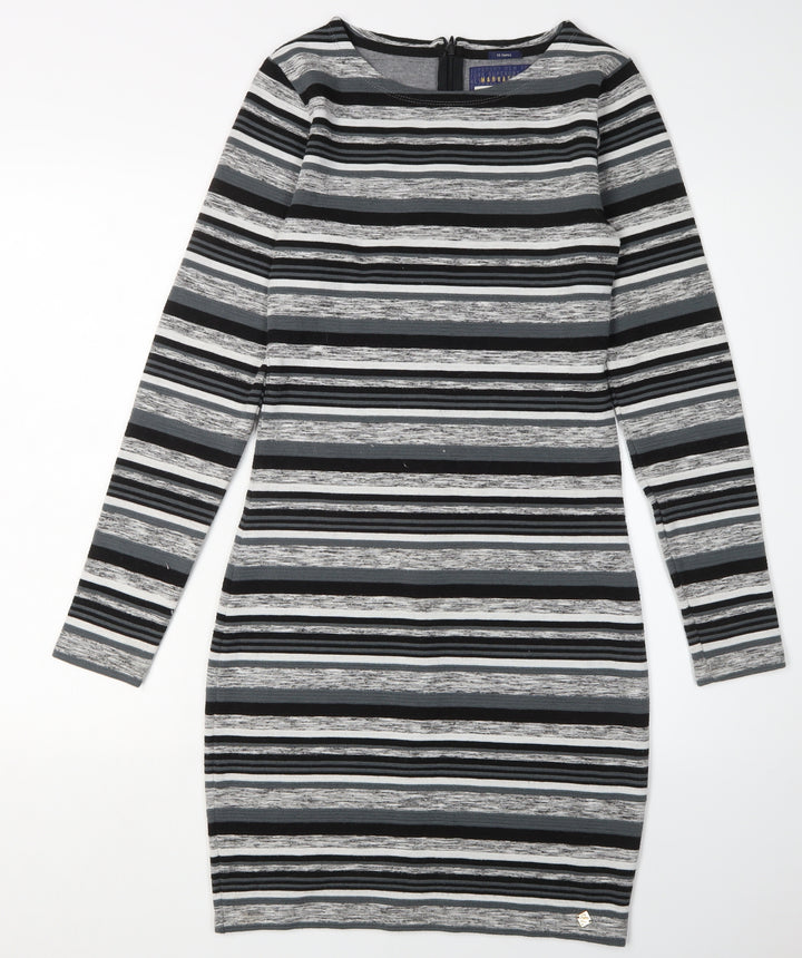 Superdry Women's Grey Striped Bodycon Dress XS