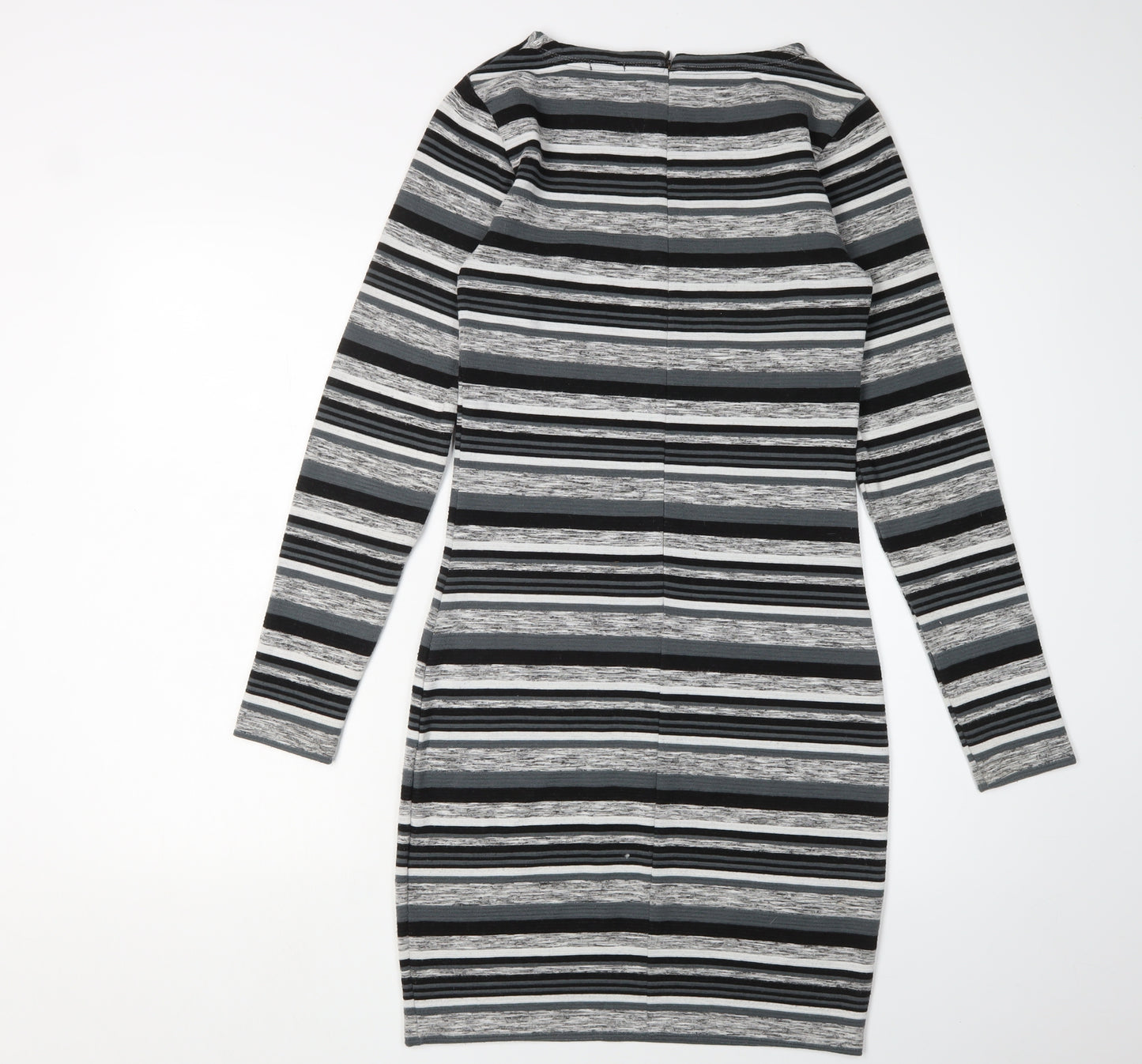 Superdry Women's Grey Striped Bodycon Dress XS