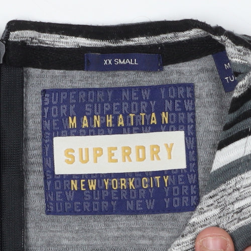 Superdry Women's Grey Striped Bodycon Dress XS