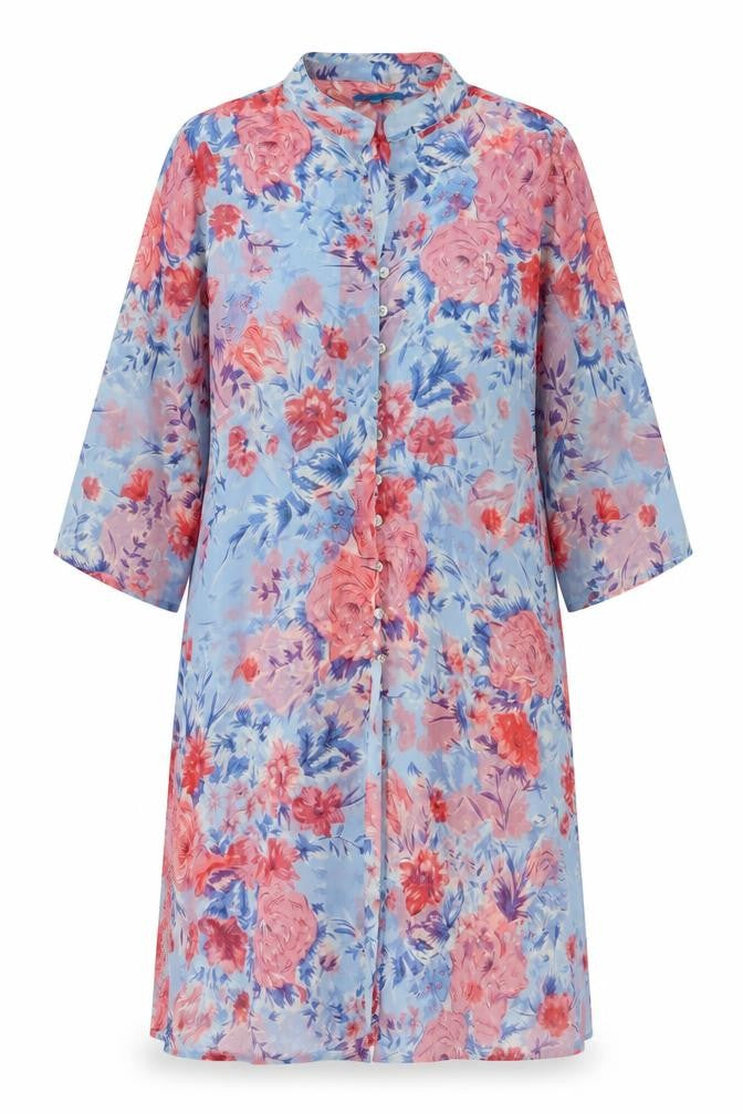 Front view of Joe Browns Women's Blue Floral Tunic Blouse, size 12