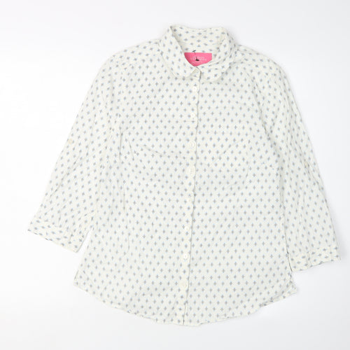 Charles Tyrwhitt Women's White Geometric Button-Up, Size 8