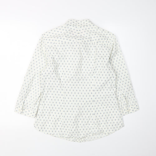 Charles Tyrwhitt Women's White Geometric Button-Up, Size 8