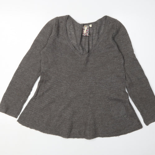 White Stuff Women's Grey V-Neck Pullover Jumper Size 8