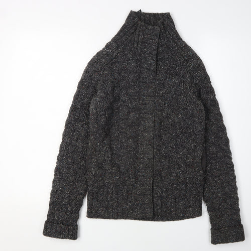 Grey Women's Full Zip High Neck Jumper Size 6