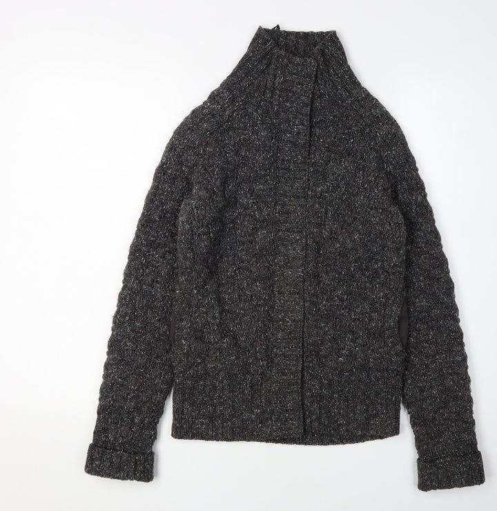 Grey Women's Full Zip High Neck Jumper Size 6