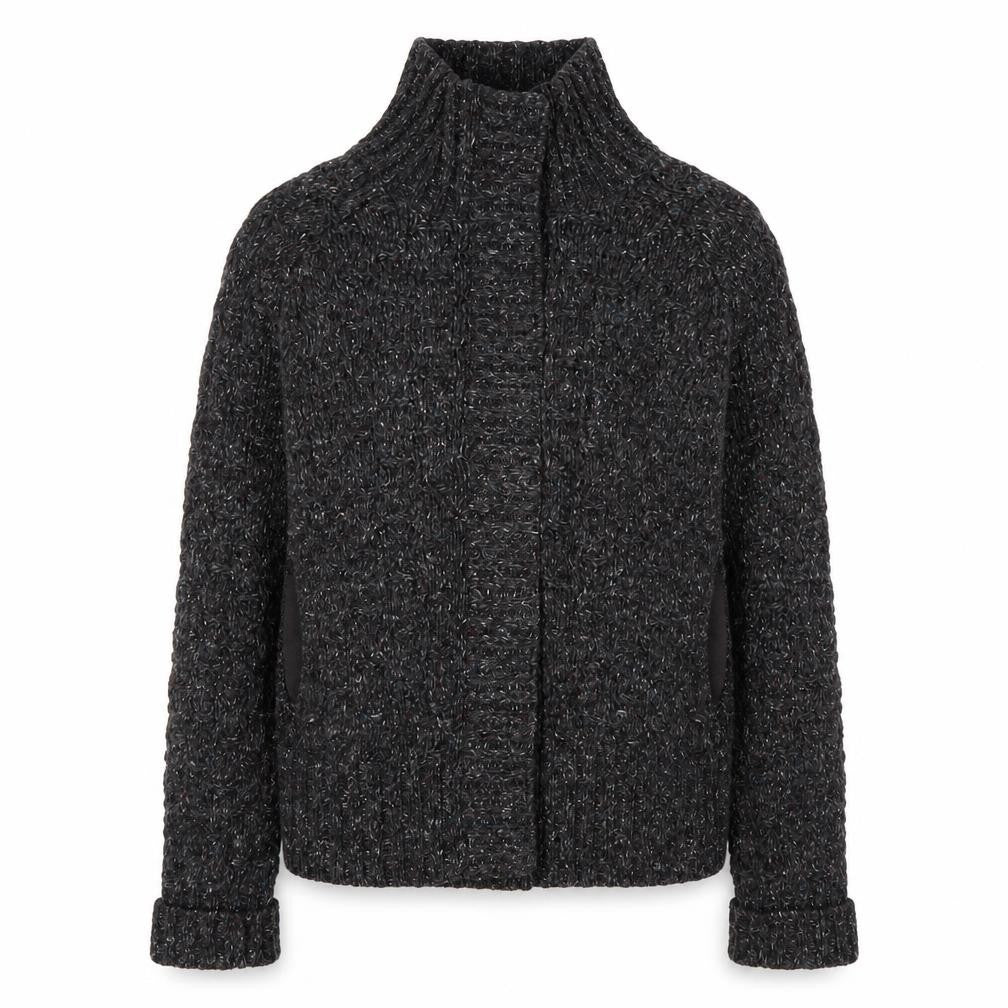 Front view of Grey Women's Full Zip High Neck Jumper, size 6