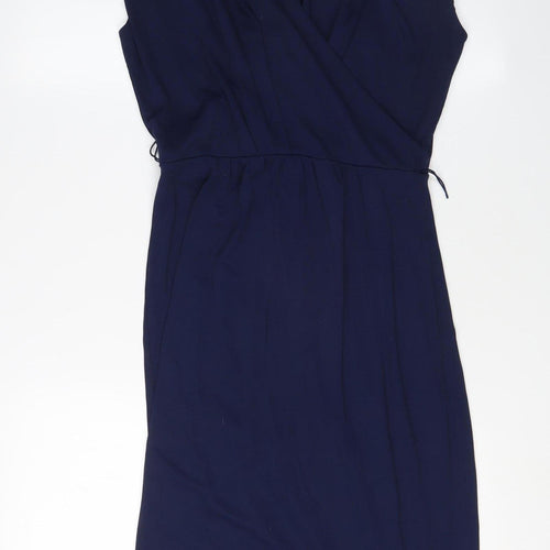 Whistles Women's Blue Wrap Dress Size 10