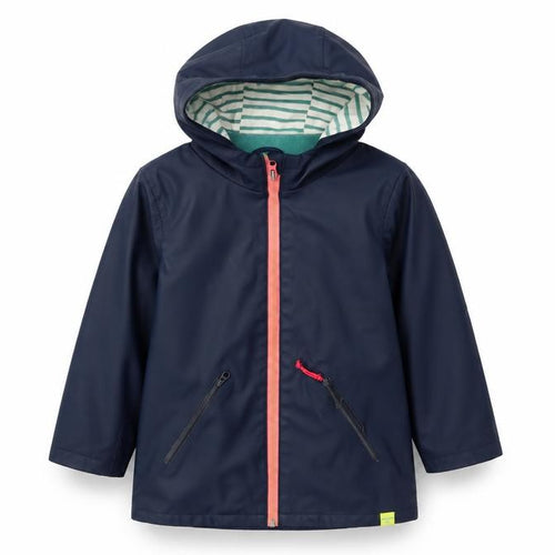 White Stuff Girls Blue Rain Coat 3-4 Years Waterproof Hooded