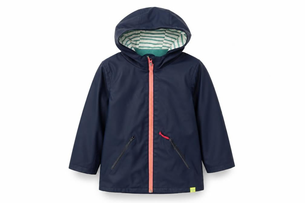 White Stuff Girls Blue Rain Coat 3-4 Years Waterproof Hooded