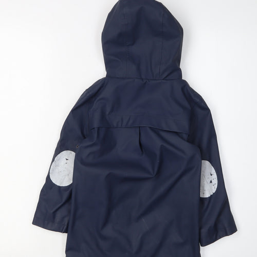 White Stuff Girls Blue Rain Coat 3-4 Years Waterproof Hooded