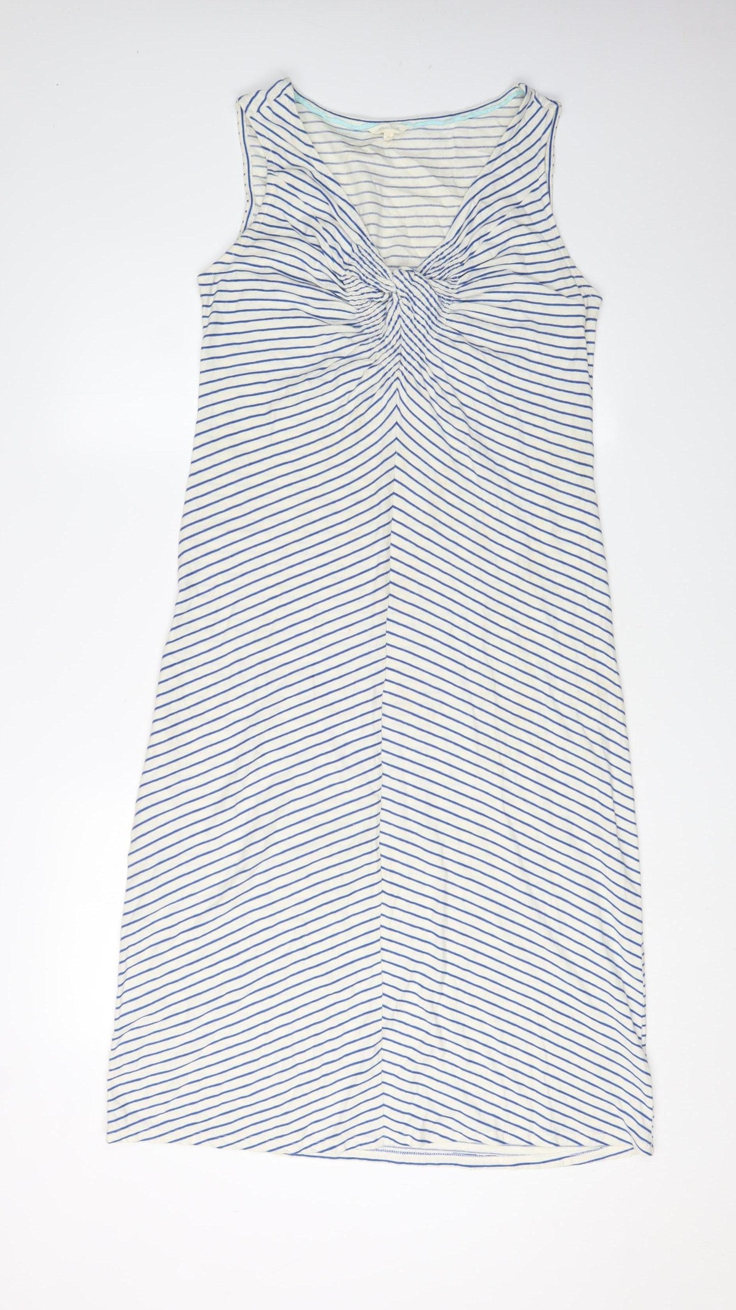 White Stuff Women's White Striped Sleeveless Dress - Size 12