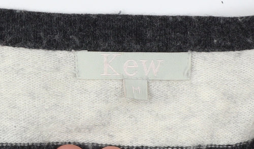 Kew Women's Black Striped Cardigan, M, Wool Blend