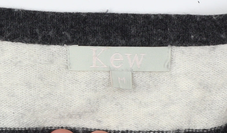 Kew Women's Black Striped Cardigan, M, Wool Blend
