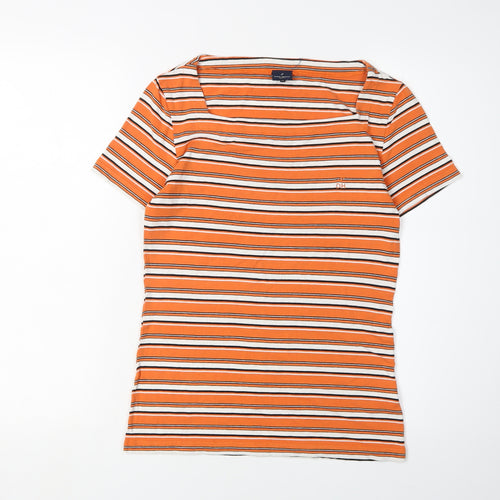 Daniel Hechter Women's Orange Striped Slim T-Shirt, Size 8