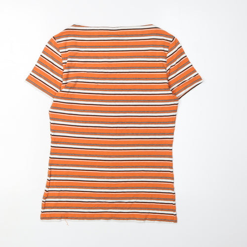 Daniel Hechter Women's Orange Striped Slim T-Shirt, Size 8