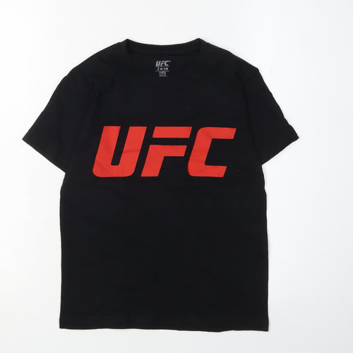 UFC Boys Black T-Shirt Size 9-10 Graphic Cotton Casual